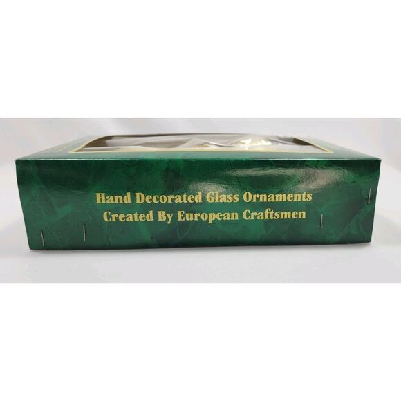 Commodore Christmas Classics Vtg 5 Glass Ornaments Gold White Hand Decorated - Picture 5 of 6